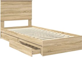 vidaXL Κρεβάτι Αποθήκης Δρύς Sonoma 75 x 190 cm Επεξεργασμένο ξύλο