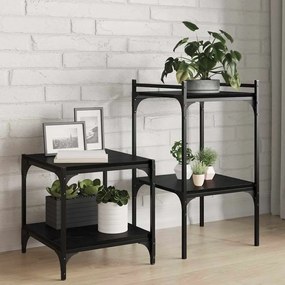 vidaXL Ράφια Βιβλιοθήκης - Σετ 4, Μαύρη Δρυς, 40x40x1.5 εκ, Από Επεξεργασμένο Ξύλο