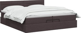 vidaXL Κρεβάτι Ottoman με στρώμα Σκούρο Καφέ 200 x 200 cm Ύφασμα