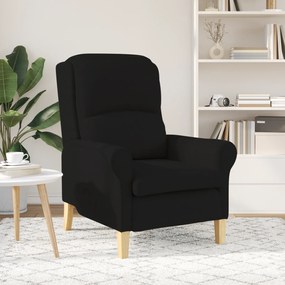 vidaXL Μαύρη Πολυθρόνα Μαύρη Υφασμάτινη επένδυση με ξύλινους ποδίσκους