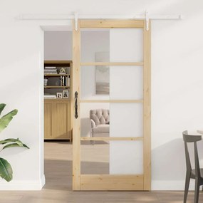 vidaXL Ολισθητή Πόρτα με Σετ Υλικών 93x202 cm Μασίφ Ξύλο Πεύκου