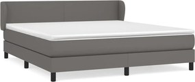 vidaXL Κρεβάτι Boxspring με Στρώμα Γκρι 160x200εκ. από Συνθετικό Δέρμα