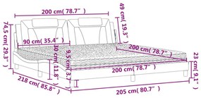 Κρεβάτι με Στρώμα Καφέ 200x200 εκ. Συνθετικό Δέρμα - Καφέ