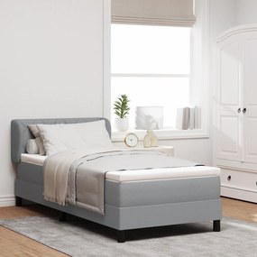 vidaXL Box Spring Κρεβάτι με Στρώμα Light Grey 90x190 εκ. Υφασμάτινο