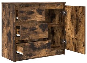 Συρταριέρα με Συρτάρια Καπνιστή Δρυς 71x35x65 εκ. Επεξ. Ξύλο - Καφέ