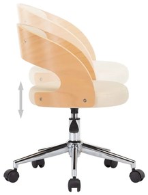 vidaXL Καρέκλα Γραφείου Περιστρεφόμενη Κρεμ Λυγισ. Ξύλο/Συνθετ. Δέρμα