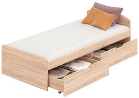 Κρεβάτι Regan με συρτάρια σε oak απόχρωση 90x200εκ 94.4x204.2x65 εκ.