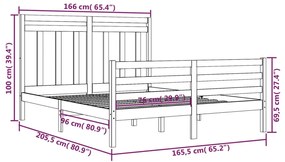 vidaXL Πλαίσιο Κρεβατιού Λευκό 160 x 200 εκ. από Μασίφ Ξύλο