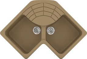 Sanitec Classic 310 (83x83×50) - Γωνιακος Γρανιτένιος νεροχύτης - Metallic COFFE