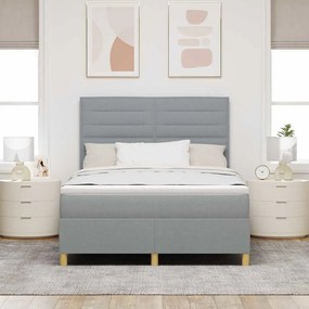 vidaXL LED Κρεβάτι με βάθρο Ανοιχτό γκρι 160 x 200 cm ύφασμα