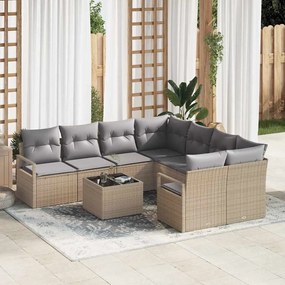 vidaXL Σετ Καναπέ Κήπου 9 pcs Μπεζ, Γκρι 55 x 55 x 37 εκ