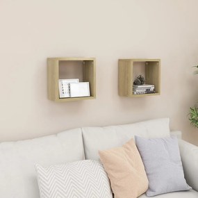 vidaXL Ράφια Κύβοι Τοίχου 2 τεμ. Sonoma Δρυς 26 x 15 x 26 εκ.