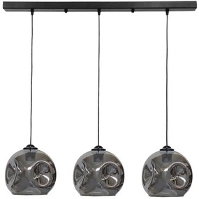 Φωτιστικό Οροφής - Ράγα Pop 02-0395 3/Ε27 Φ20x80x100cm Fume-Black Heronia Metal, Glass