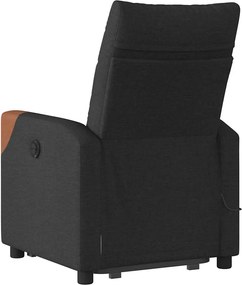 vidaXL Πολυθρόνα Μασάζ Ανακλινόμενη με Ανύψωση Μαύρη Υφασμάτινη