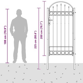 vidaXL Πύλη Φράχτη Γκρι 100 x 250 cm Ατσάλι με Επικάλυψη Πούδρας