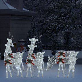 vidaXL Χριστουγεννιάτικοι Τάρανδοι 6 τεμ. Λευκό Ψυχρό Λευκό Δίχτυ