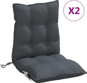 vidaXL Μαξιλάρια Καρέκλας Χαμηλή Πλάτη 2 τεμ. Ανθρακί Ύφασμα Oxford