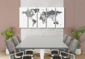 Λεπτομερής παγκόσμιος χάρτης εικόνας 5 μερών σε ασπρόμαυρο