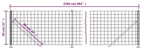 vidaXL Συρματόπλεγμα Περίφραξης Ανθρακί 0,8 x 25 μ. με Βάσεις Φλάντζα