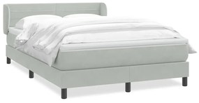 Κρεβάτι Boxspring με Στρώμα Ανοιχτό Γκρι 140x220 εκ. Βελούδινο - Γκρι