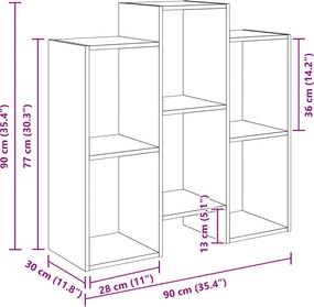 vidaXL Πλαϊνό γραφείο Καπνιστό Δρύς 90 x 30 x 90 cm