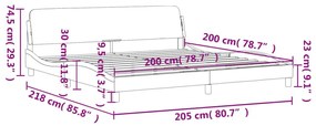 Πλαίσιο Κρεβατιού με Κεφαλάρι Αν. Γκρι 200x200 εκ. Βελούδινο - Γκρι