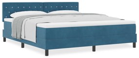vidaXL Κρεβάτι Box Spring με Στρώμα Σκούρο Μπλε Σούπερ Βασιλικό Βελούδο