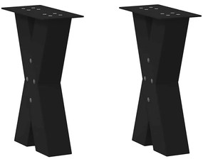 Πόδια Τραπεζιού Σαλονιού σε Σχήμα Χ, 2 τεμ. Μαύρο, Ατσάλι 38x(42-43) εκ.