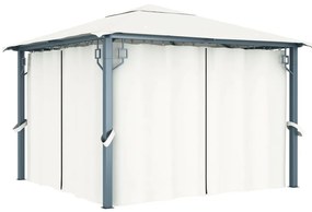 vidaXL Κιόσκι με Κουρτίνα Κρεμ 300 x 300 εκ. Αλουμινίου