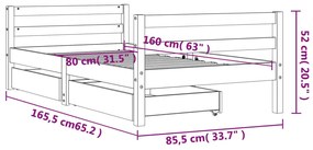 ΠΛΑΙΣΙΟ ΠΑΙΔΙΚΟΥ ΚΡΕΒΑΤΙΟΥ ΜΕ ΣΥΡΤΑΡΙΑ 80X160 ΕΚ. ΞΥΛΟ ΠΕΥΚΟΥ 834444