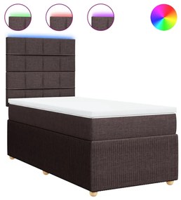 vidaXL Κρεβάτι Boxspring με Στρώμα Σκούρο Καφέ 80x200 εκ. Υφασμάτινο