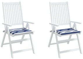 vidaXL Μαξιλάρια Καρέκλας 2 τεμ. Μπλε/Λευκό Ριγέ 50x50x3 εκ Υφασμάτινα