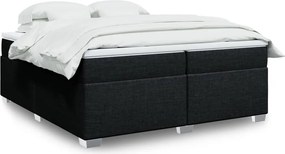vidaXL Κρεβάτι Boxspring με Στρώμα Μαύρο 200x200 εκ. Υφασμάτινο