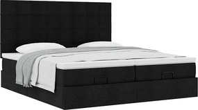 vidaXL Οθωμανικό Κρεβάτι με Στρώματα Μαύρο 200x200cm Ύφασμα