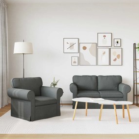 vidaXL Καναπές 2 pcs Σκούρο Γκρι