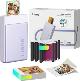 Σετ φορητού εκτυπωτή φωτογραφιών Liene Pearl N200 Pro 2x3" (Μωβ)