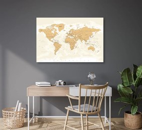 Εικόνα στον παγκόσμιο χάρτη φελλού με vintage πινελιά - 90x60  flags