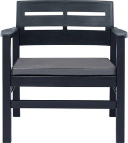 vidaXL Σαλόνι Κήπου 3 Τεμαχίων Ανθρακί Πλαστικό