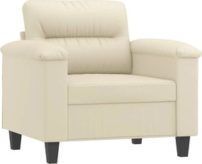 vidaXL Πολυθρόνα Κρεμ 60 εκ. Συνθετικό δέρμα με Υποπόδιο