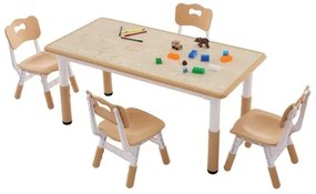 VEVOR Kids Table and 4 Chairs Set Height Adjustable Kids Craft and Play Table
