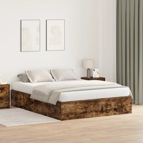 vidaXL Κρεβάτι Αποθήκευσης Καπνιστής Δρυς 140x200 εκ
