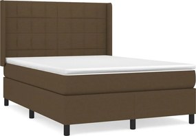 vidaXL Κρεβάτι Boxspring με Στρώμα Σκούρο Καφέ 140x200 εκ Υφασμάτινο