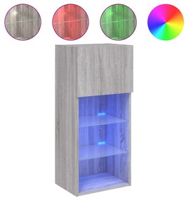 vidaXL Έπιπλα Τηλεόρασης με LED 2 τεμ. Γκρι Sonoma 40,5x30x90 εκ.