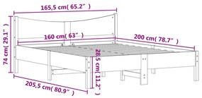 ΠΛΑΙΣΙΟ ΚΡΕΒΑΤΙΟΥ ΜΕ ΚΕΦΑΛΑΡΙ ΜΕΛΙ 160X200ΕΚ. ΜΑΣΙΦ ΞΥΛΟ ΠΕΥΚΟΥ 3216365