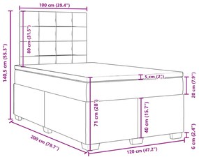 Κρεβάτι Boxspring με Στρώμα Taupe 120x200 εκ. Υφασμάτινο - Μπεζ-Γκρι