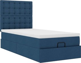 vidaXL Οθωμανικό κρεβάτι με στρώμα μπλε 90x200cm ύφασμα