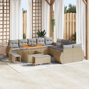 vidaXL Σετ Καναπέ Κήπου 13 pcs Μπεζ συνθετικό ρατάν