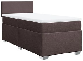 vidaXL Κρεβάτι Boxspring με Στρώμα Σκούρο Καφέ 100x200 εκ. Υφασμάτινο