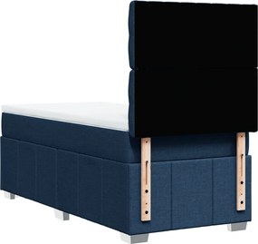 vidaXL Κρεβάτι Boxspring με Στρώμα Μπλε 100 x 200 εκ. Υφασμάτινο