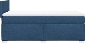 vidaXL Κρεβάτι Boxspring με Στρώμα Μπλε 90x200 εκ.Υφασμάτινο